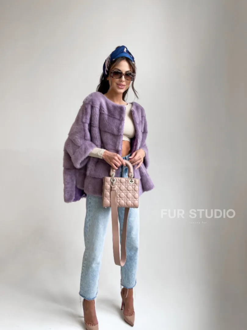 Свитер из меха норки в лавандовом оттенке - фото 3