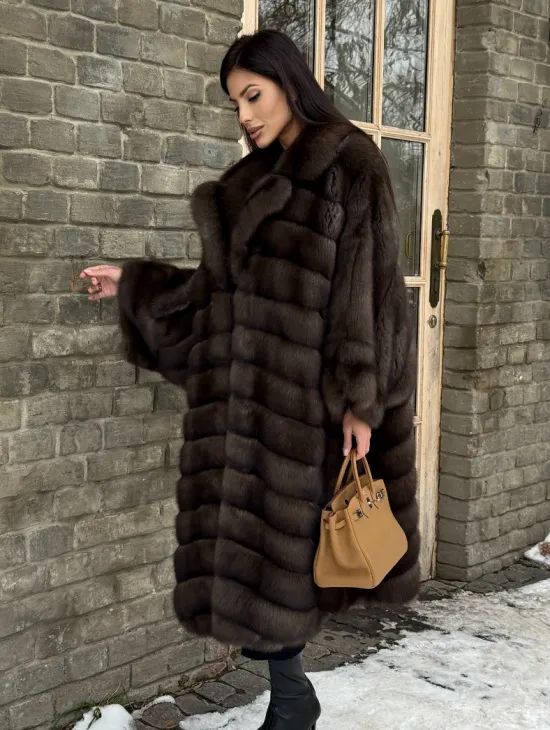 Роскошное манто из меха баргузинского соболя -  летучая мышь - фото 8