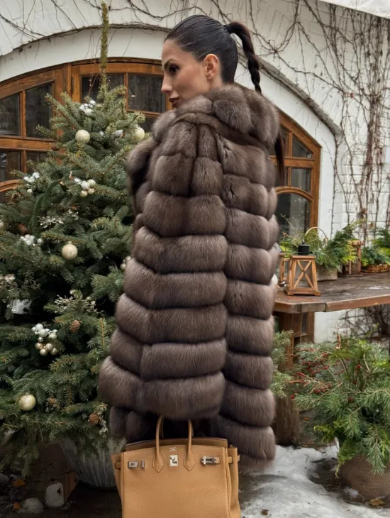 Шуба из соболя баргузинского с английски воротником SILVER 1-2 - фото 6