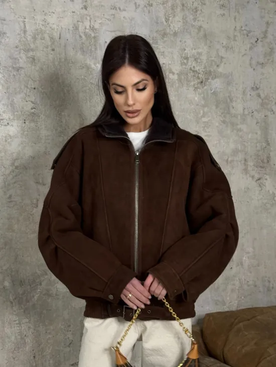 Дубленка - бомбер на молнии из овчины MERINO - фото 9