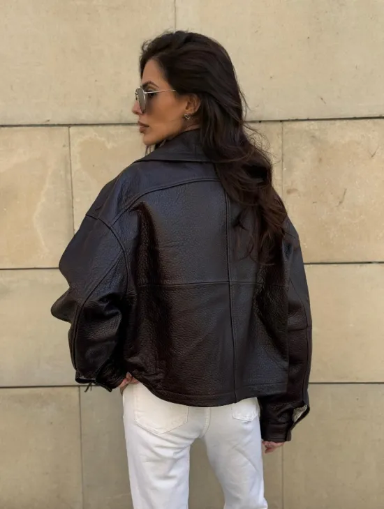 Короткая куртка оверсайз из натуральной кожи Joomba - фото 8