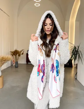 Шуба оверсайз из экомеха с капюшоном - фото 2