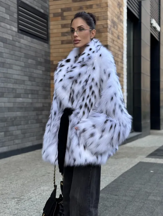 Шуба летучка из меха лисы под рысь Exclusive - фото 6