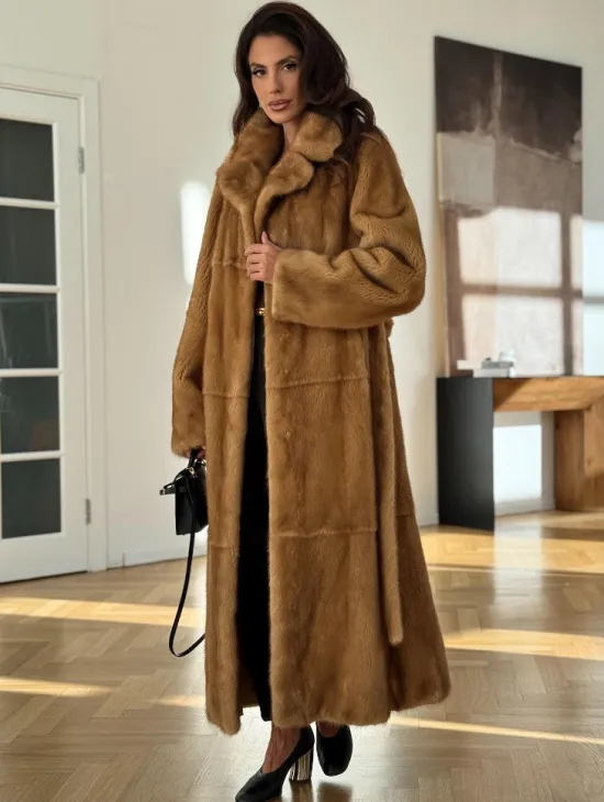 Золотая норковая шуба - фото 1