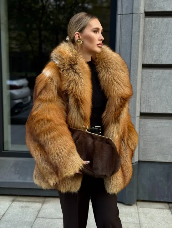 Шуба из лисы - рыжая - фото 8