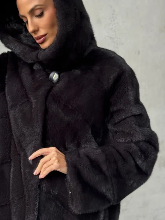 Норковая женская шуба с капюшоном - фото 3