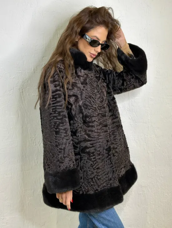 Каракульча стойка воротник отделка норка - фото 1