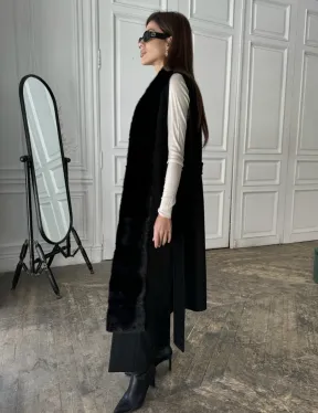 Стильное кашемировое пальто с мехом норки - фото 4